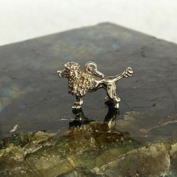 Solid Sterling Silver 925 3 Dimensional Poodle Dog Puppy Dog Charm Pendant - Picture 12 of 16
